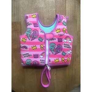 NEW Speedo Kids Swimming Life Jacket Vest Pink Medium Age 4-6 UPF 50+ protection